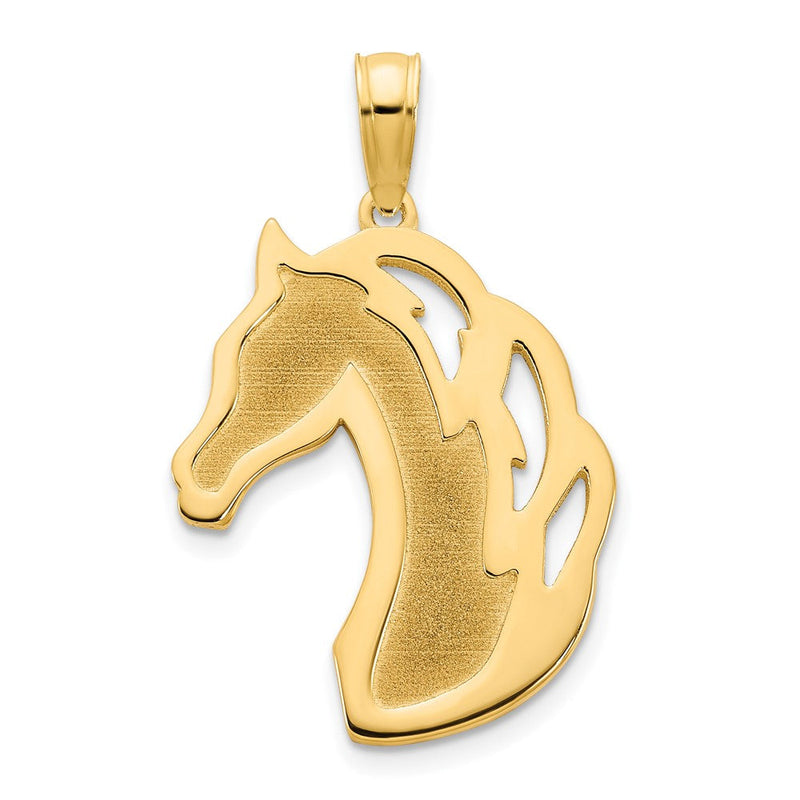 14K Gelbgold Pferdekopf-Charm, sandgestrahlt