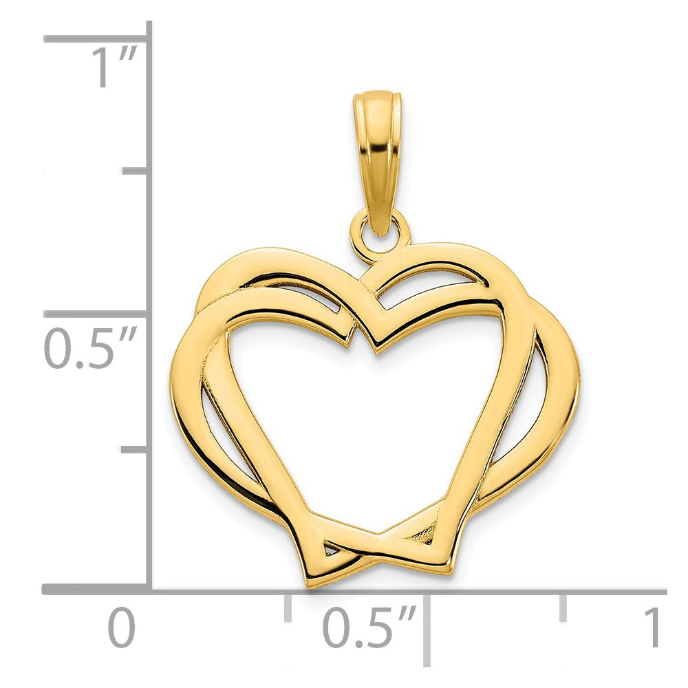 14K Gelbgold Herz-in-Herz-Anhänger