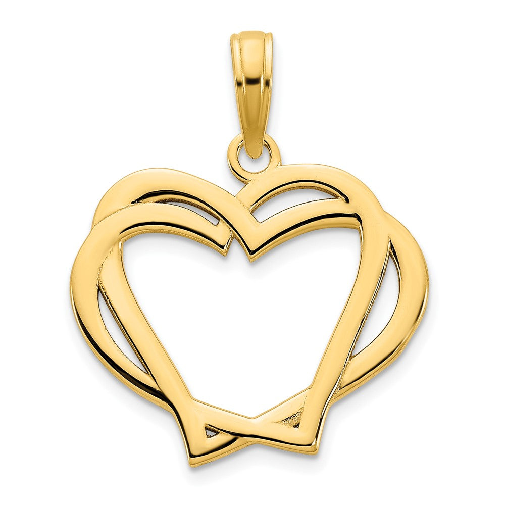 14K Gelbgold Herz-in-Herz-Anhänger