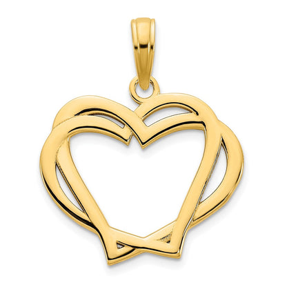 14K Gelbgold Herz-in-Herz-Anhänger