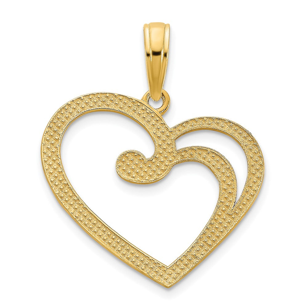 14K Gelbgold Fantasie Offen Herz Anhänger