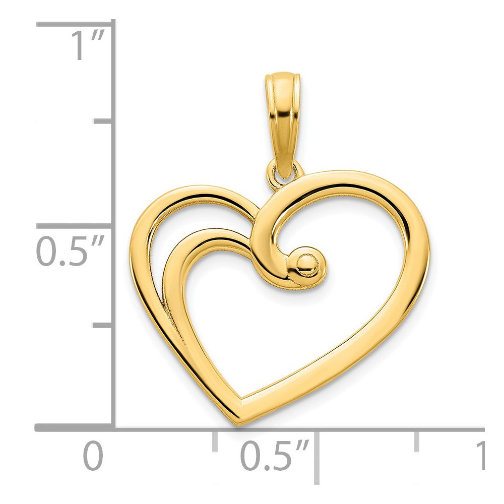 14K Gelbgold Fantasie Offen Herz Anhänger