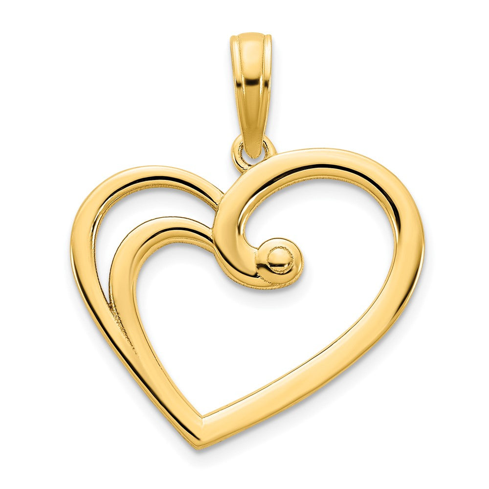 14K Gelbgold Fantasie Offen Herz Anhänger