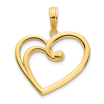 14K Gelbgold Fantasie Offen Herz Anhänger