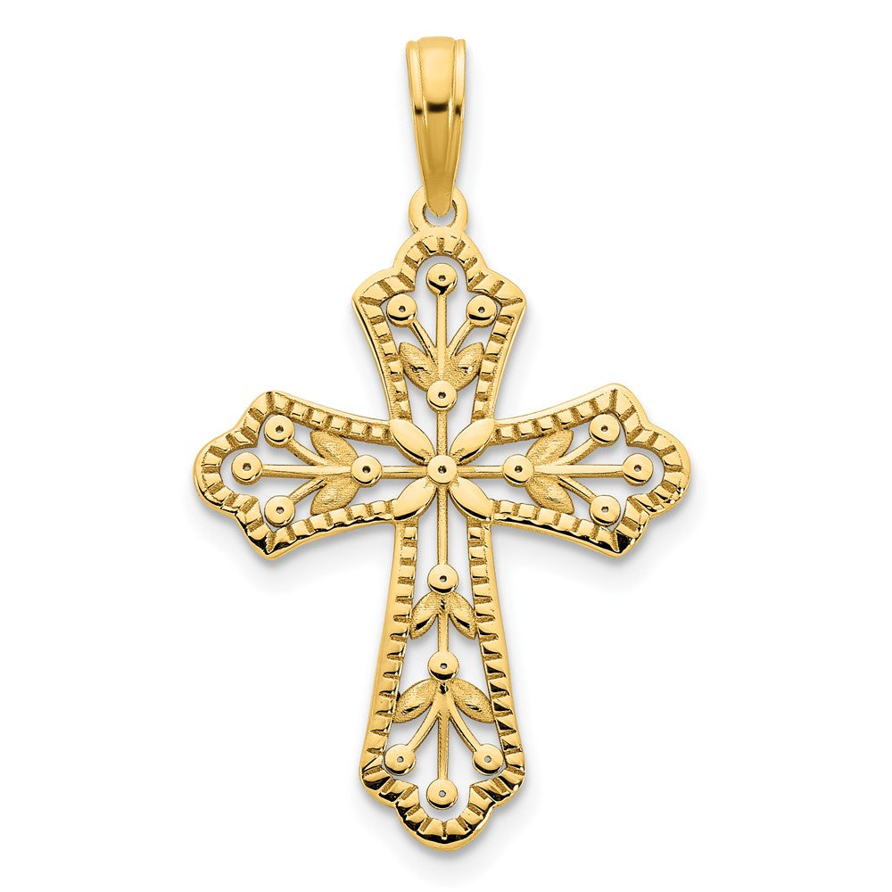 14K Gelbgold Fancy-Kreuz-Anhänger