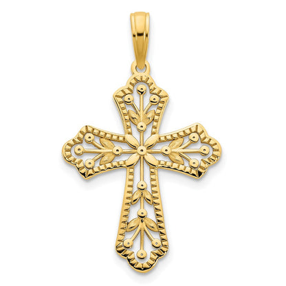 14K Gelbgold Fancy-Kreuz-Anhänger