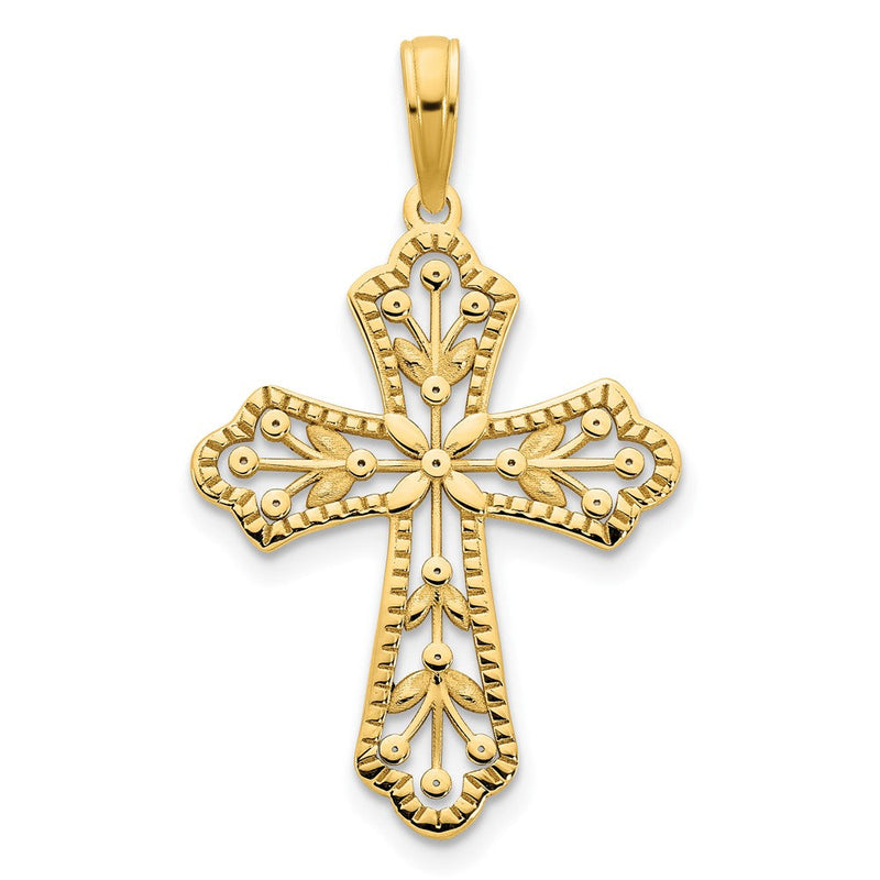 14K Gelbgold Fancy-Kreuz-Anhänger