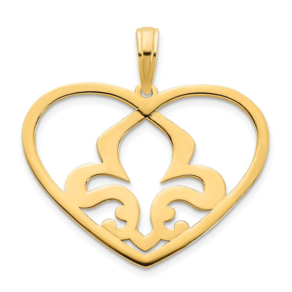 14K Gelbgold Herz-Fleur-de-Lis-Anhänger
