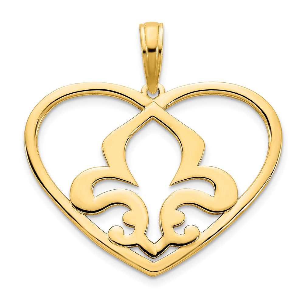 14K Gelbgold Herz-Fleur-de-Lis-Anhänger