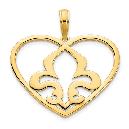 14K Gelbgold Herz-Fleur-de-Lis-Anhänger
