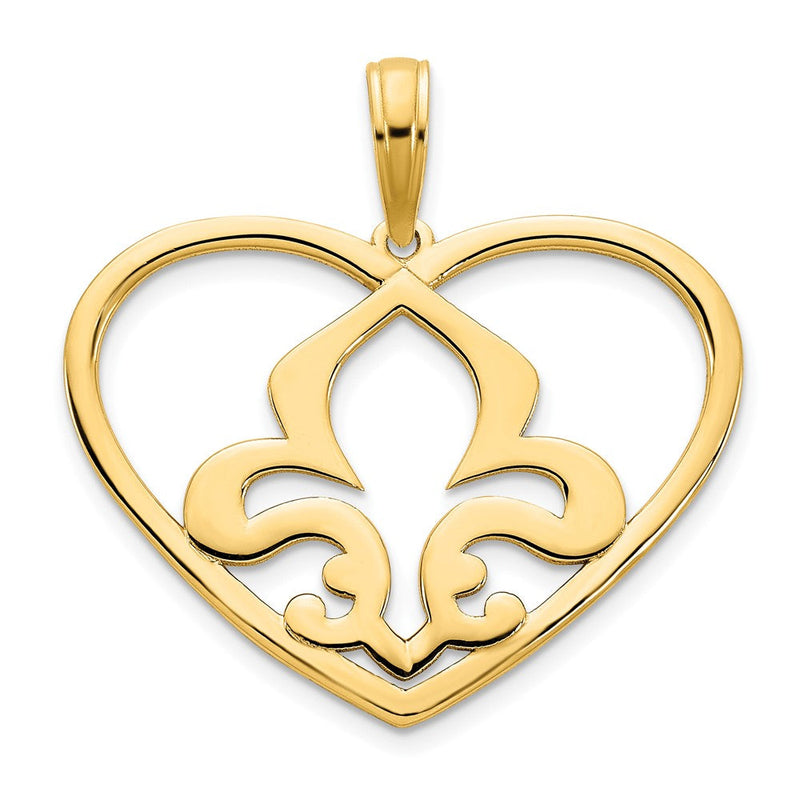 14K Gelbgold Herz-Fleur-de-Lis-Anhänger