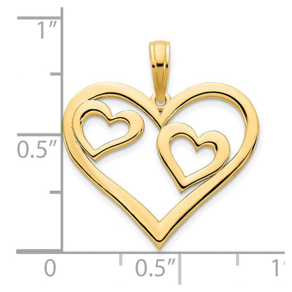 14K Gelbgold Herz-in-Herz-Anhänger