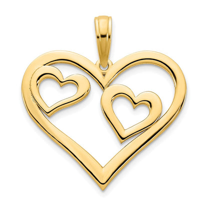 14K Gelbgold Herz-in-Herz-Anhänger