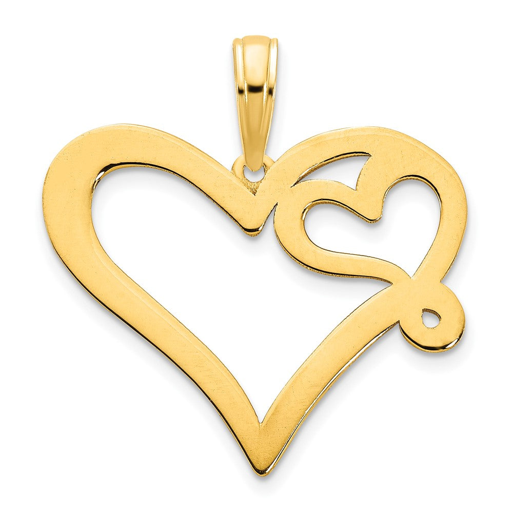 14K Gelbgold Herz-in-Herz-Anhänger