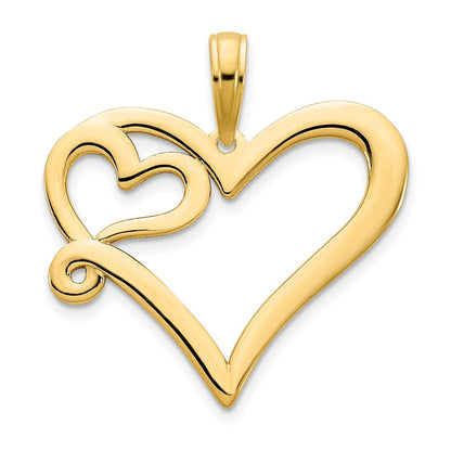 14K Gelbgold Herz-in-Herz-Anhänger