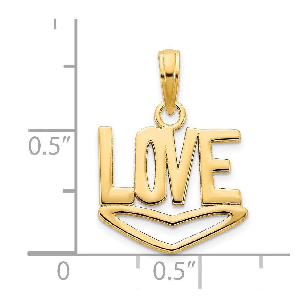 14K Gelbgold LOVE-Anhänger mit Herz