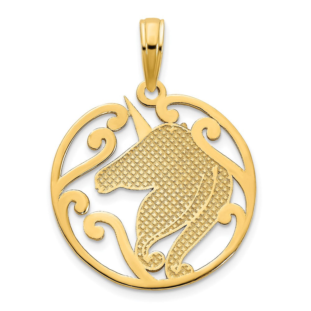 14K Gelbgold Einhorn-Anhänger