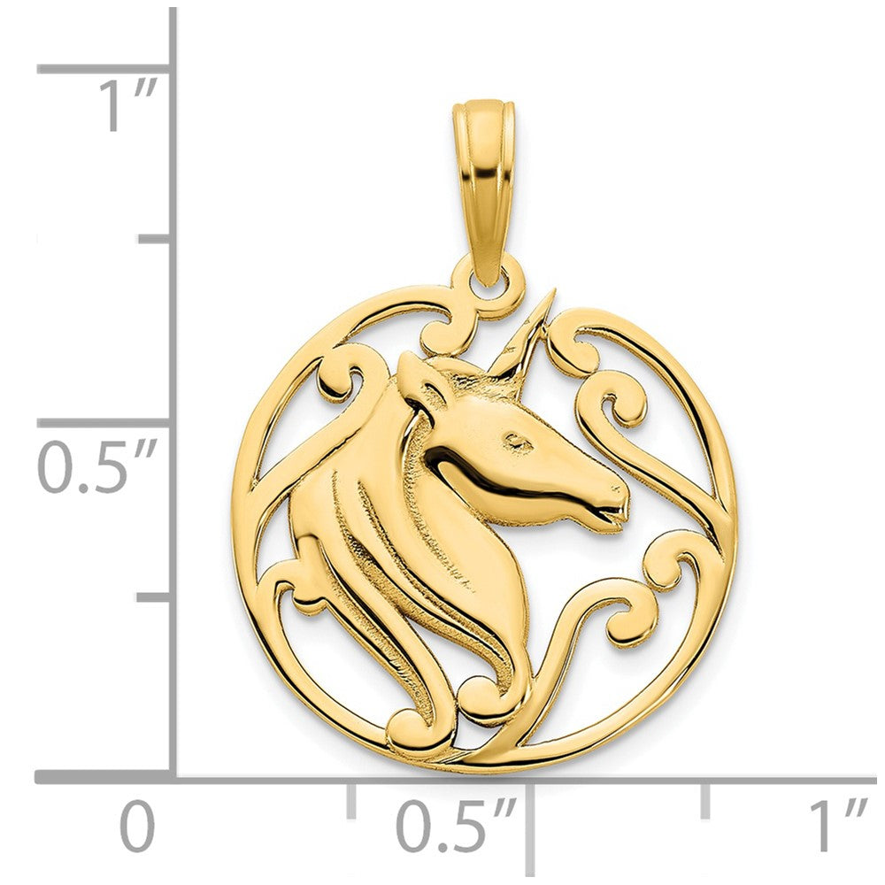 14K Gelbgold Einhorn-Anhänger