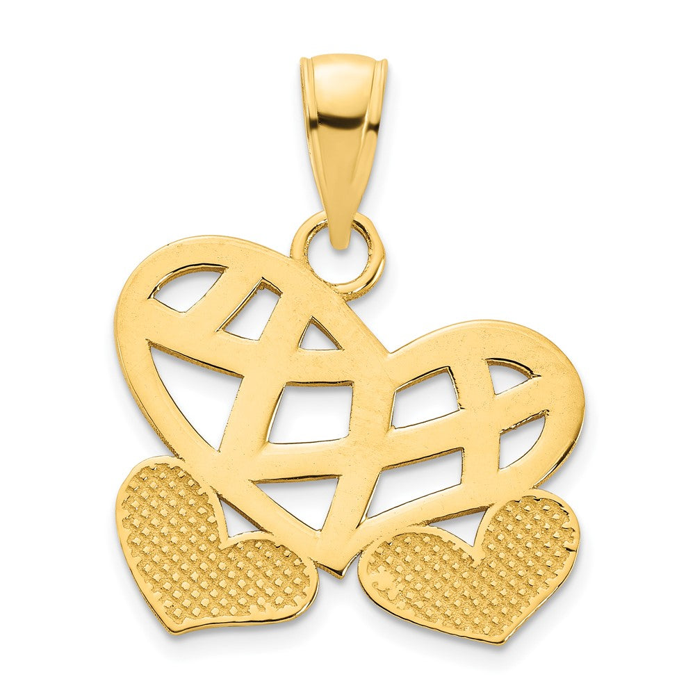 14K Gelbgold Fancy Herzen Anhänger