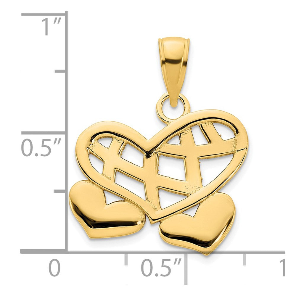 14K Gelbgold Fancy Herzen Anhänger
