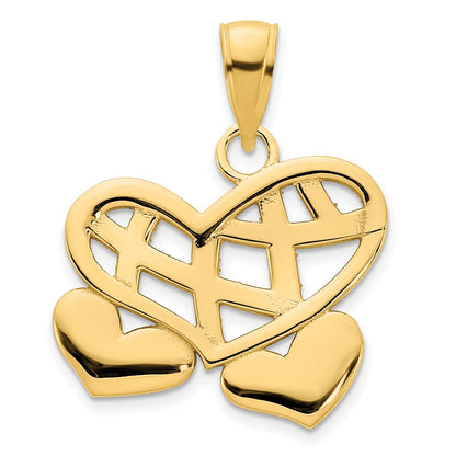 14K Gelbgold Fancy Herzen Anhänger