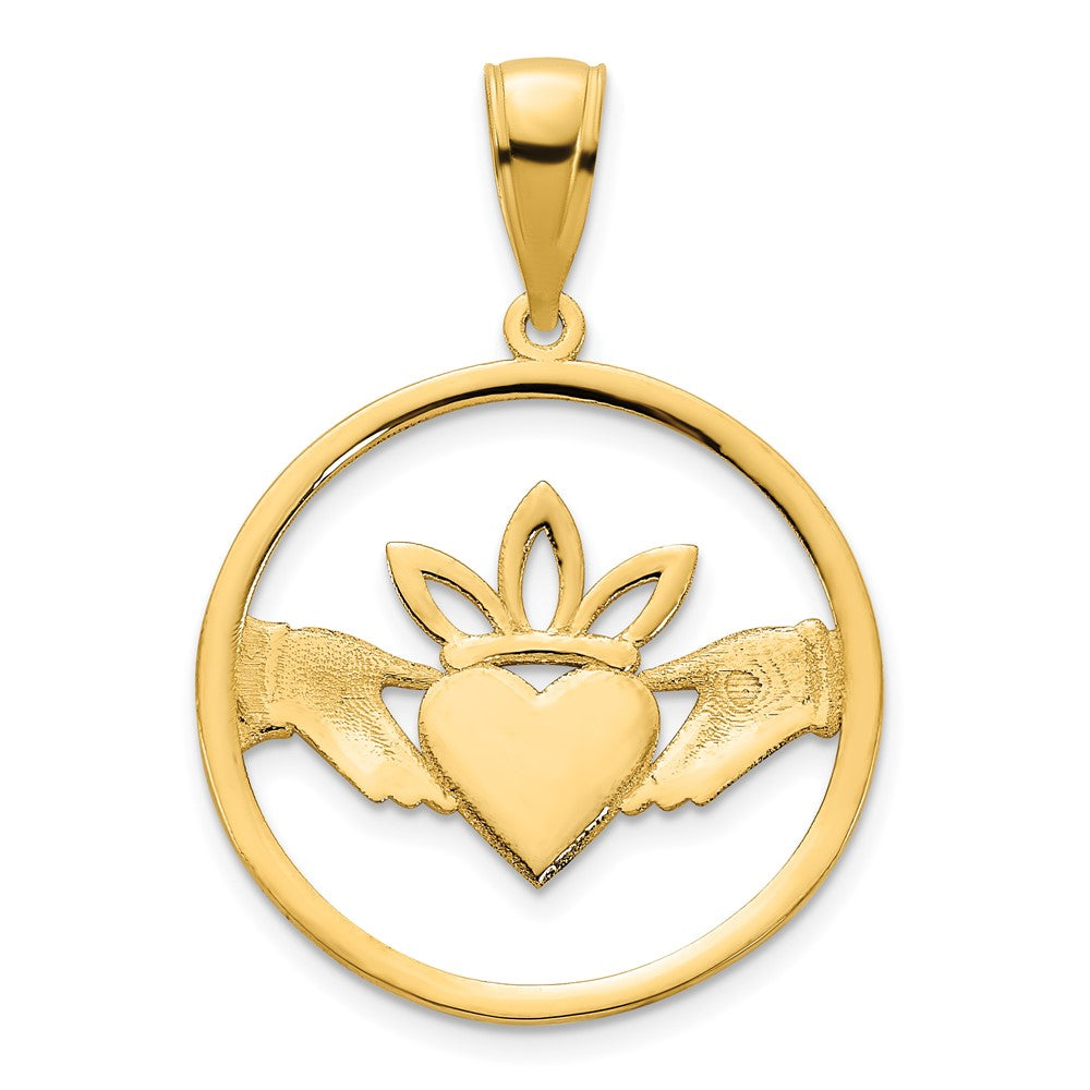 14K Gelbgold Claddagh-Kreis-Anhänger
