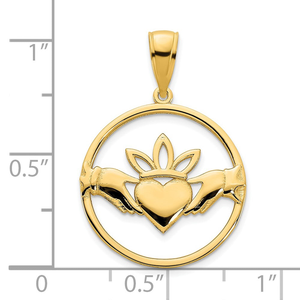 14K Gelbgold Claddagh-Kreis-Anhänger