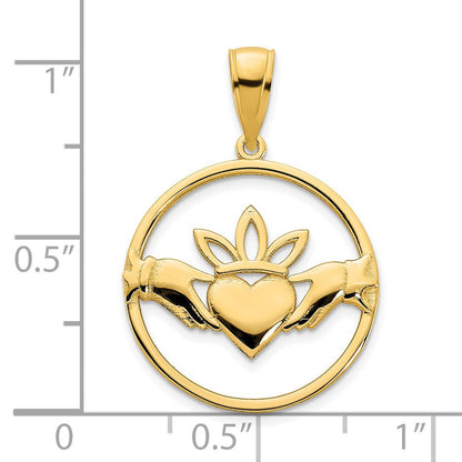 14K Gelbgold Claddagh-Kreis-Anhänger