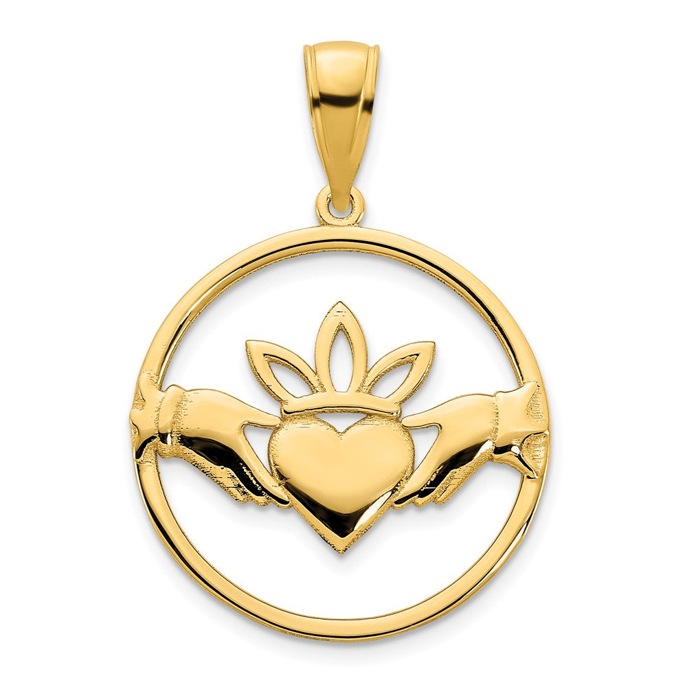 14K Gelbgold Claddagh-Kreis-Anhänger