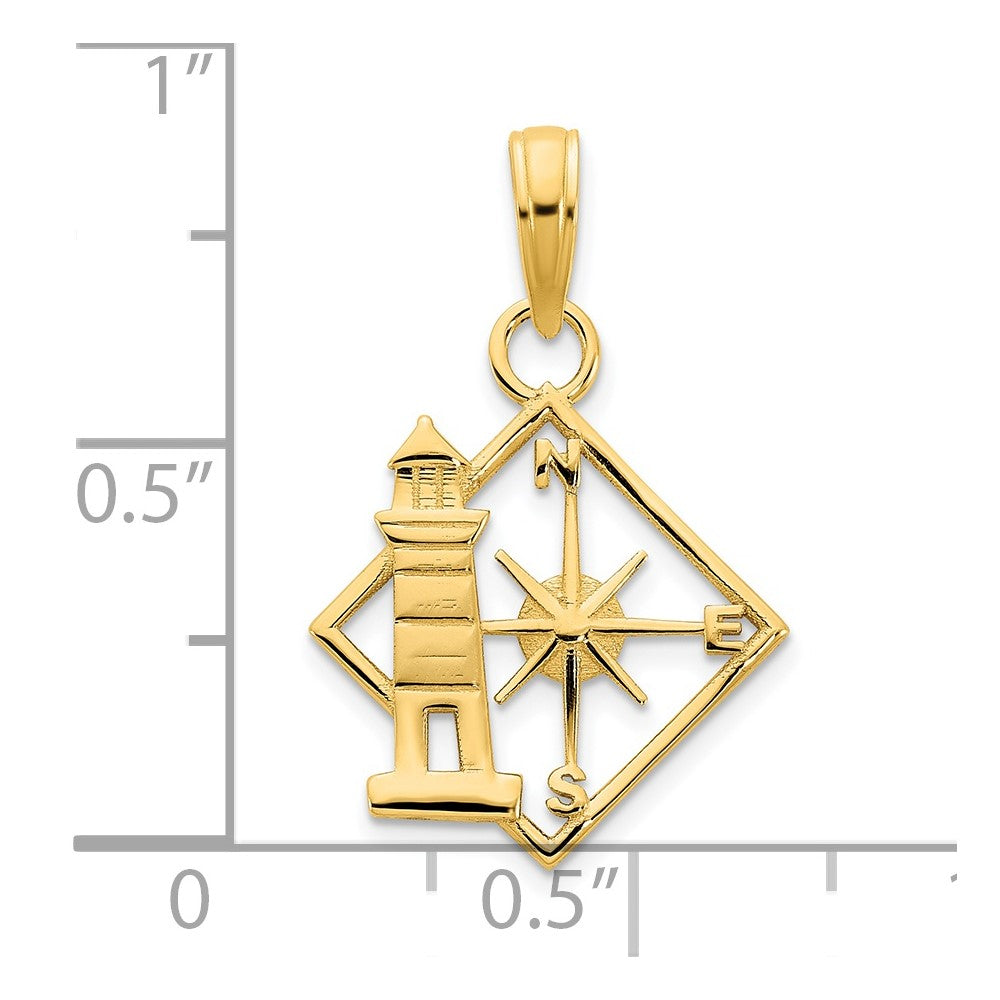 14K Gelbgold Leuchtturm Kompass Anhänger