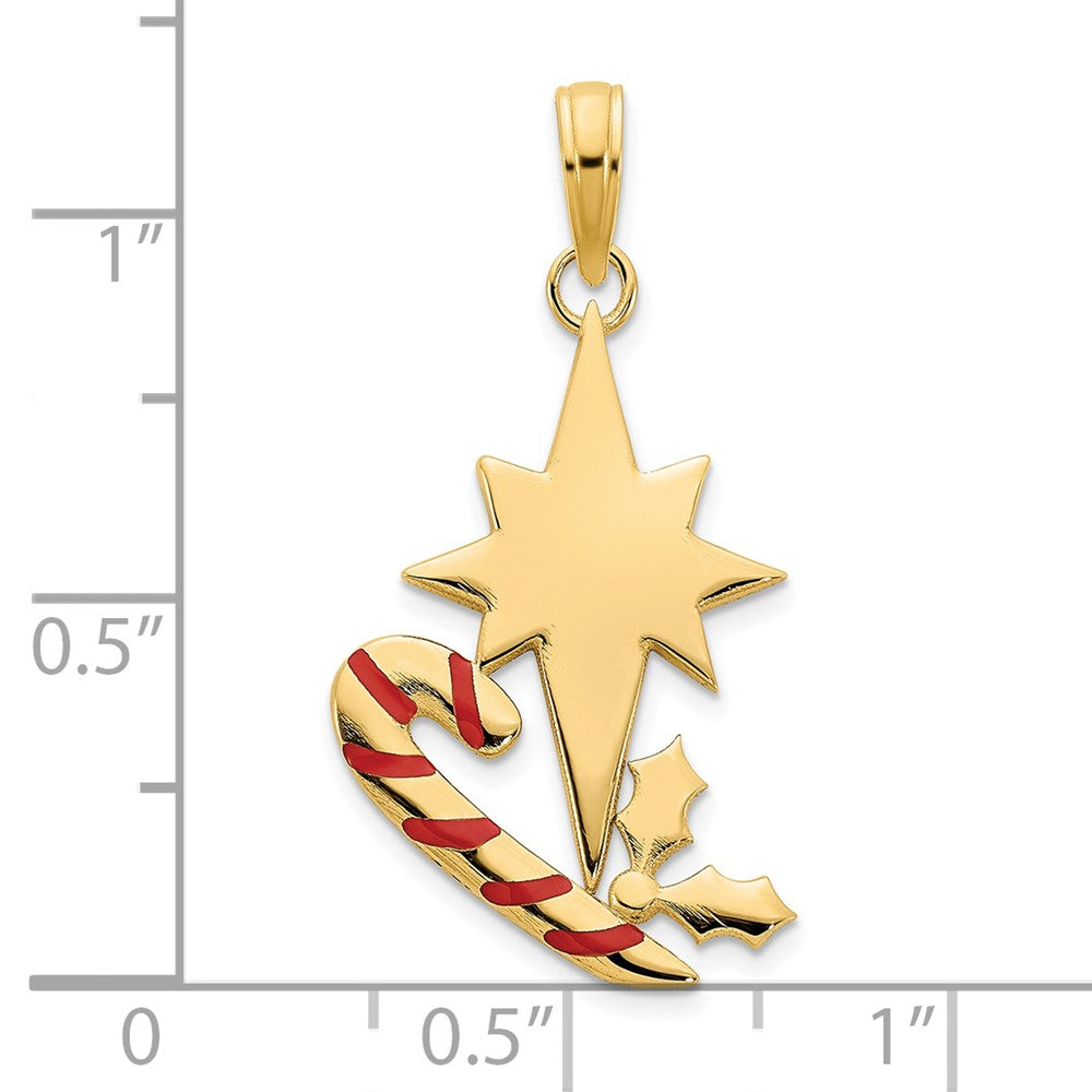 14K Gelbgold Zuckerstange- und Nordstern-Anhänger mit Epoxidharz