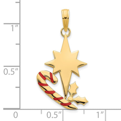 14K Gelbgold Zuckerstange- und Nordstern-Anhänger mit Epoxidharz