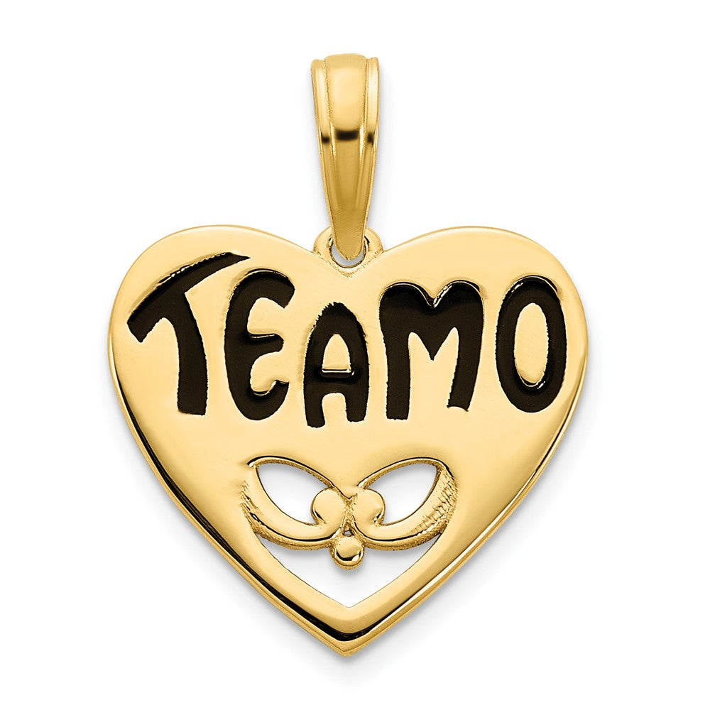 14K Gelbgold Epoxy „Te amo“-Herz-Charm