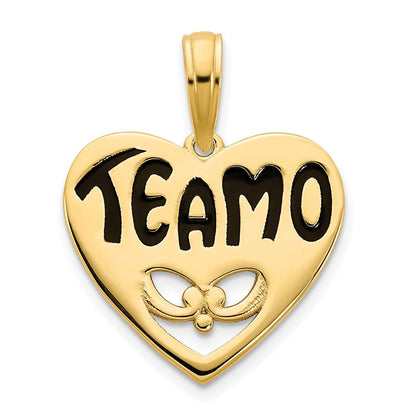 14K Gelbgold Epoxy „Te amo“-Herz-Charm