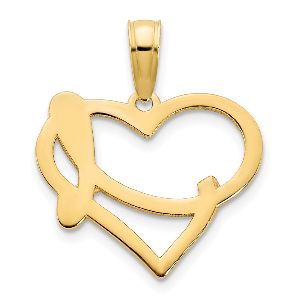 14K Gelbgold Fantasie Herz Anhänger