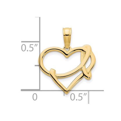 14K Gelbgold Fantasie Herz Anhänger