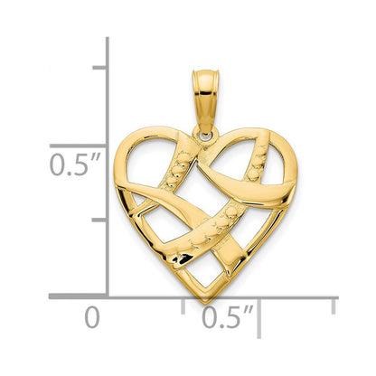 14K Gelbgold Fancy-Herz-Charm