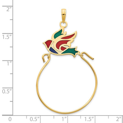 14K Gelbgold Vogel-Charmhalter-Anhänger mit Epoxidharz