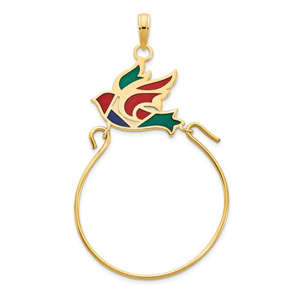 14K Gelbgold Vogel-Charmhalter-Anhänger mit Epoxidharz