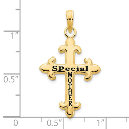 14K Gelbgold Kreuz-Anhänger „SPECIAL MOTHER" mit Epoxidharz