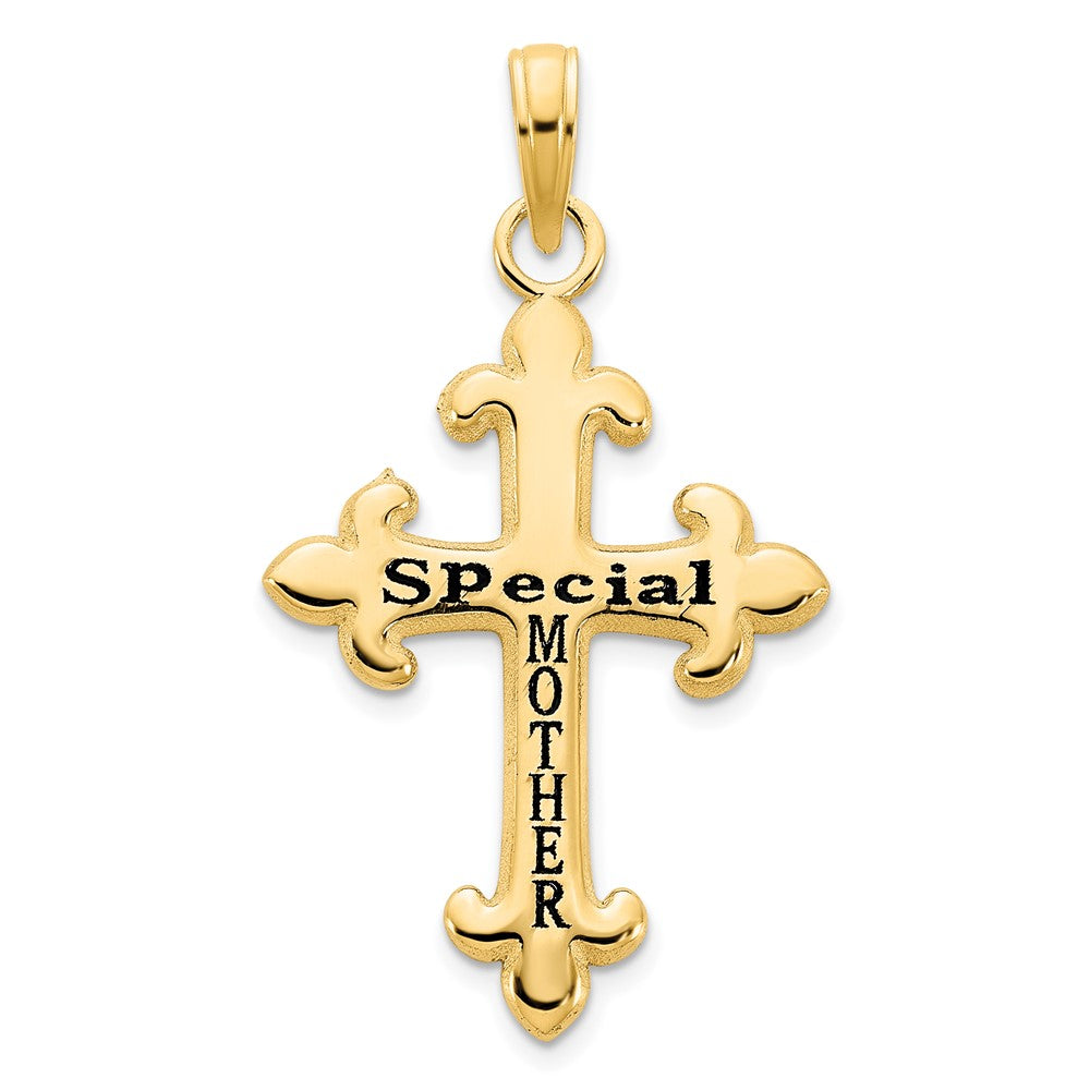 14K Gelbgold Kreuz-Anhänger „SPECIAL MOTHER" mit Epoxidharz