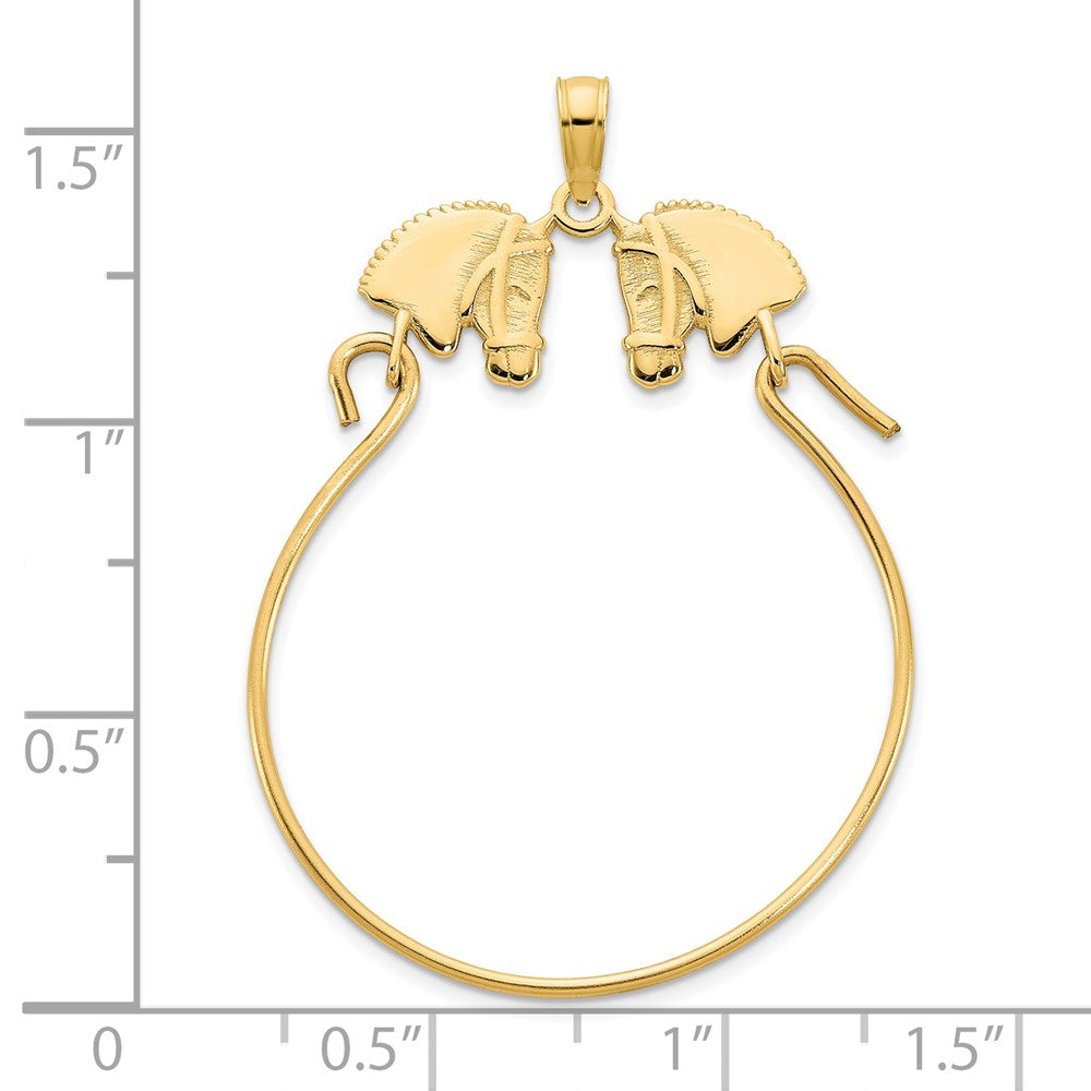 14K Gelbgold Pferdekopf-Charmhalter-Anhänger