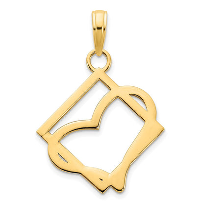 14K Gelbgold Fantasie-Herzanhänger