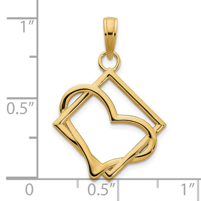 14K Gelbgold Fantasie-Herzanhänger