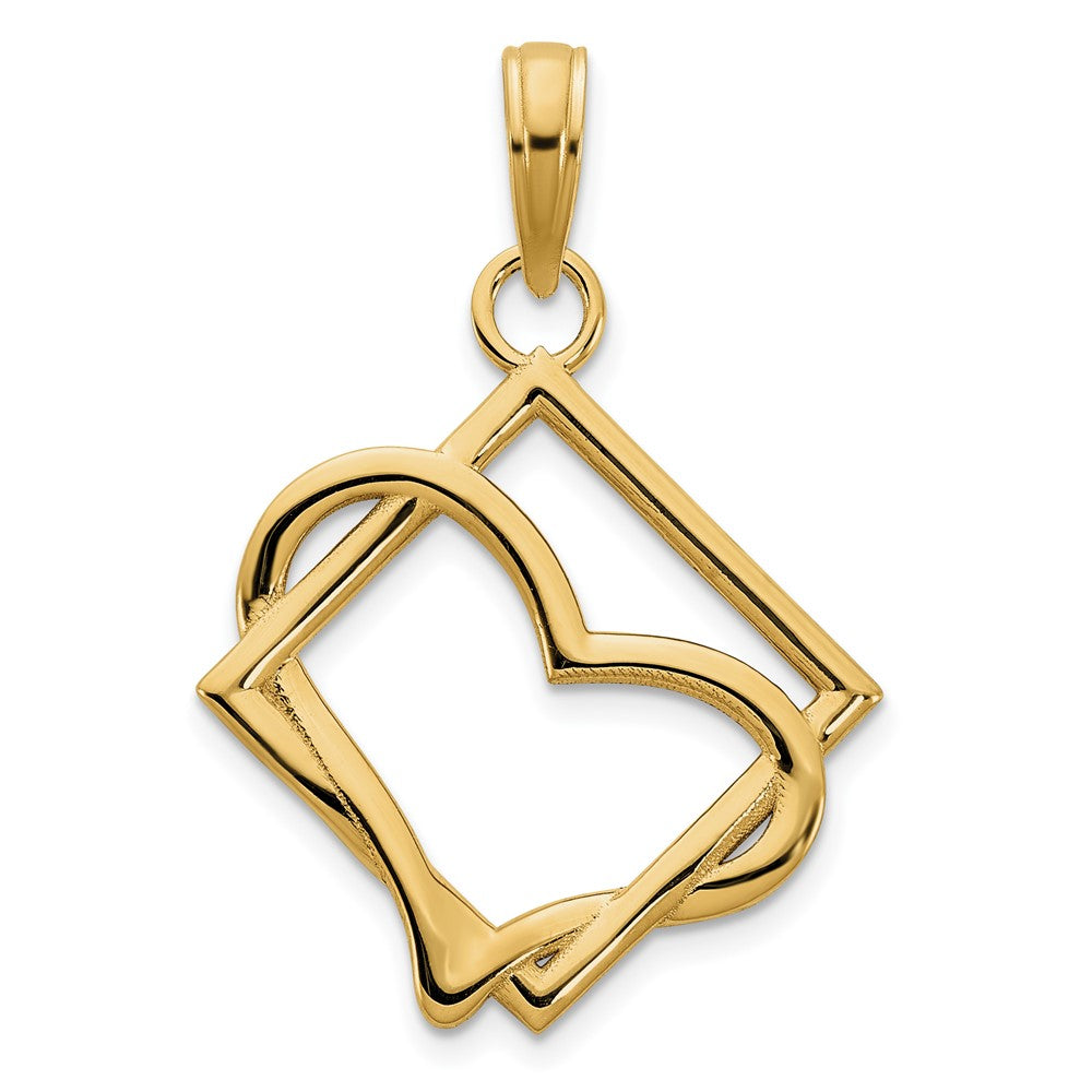 14K Gelbgold Fantasie-Herzanhänger