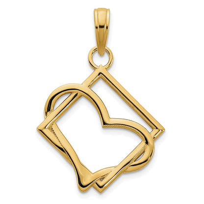 14K Gelbgold Fantasie-Herzanhänger