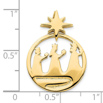14K Gelbgold Poliert Drei Wise Herren North Stern Anhänger