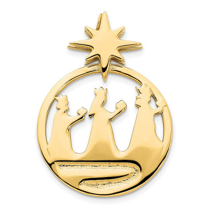14K Gelbgold Poliert Drei Wise Herren North Stern Anhänger