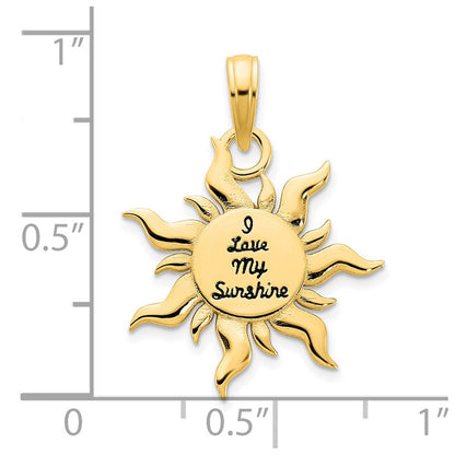 14K Gelbgold Epoxy „ICH LIEBE MEINEN SONNENSCHEIN“ Sonnen-Anhänger