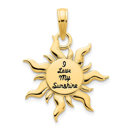 14K Gelbgold Epoxy „ICH LIEBE MEINEN SONNENSCHEIN“ Sonnen-Anhänger